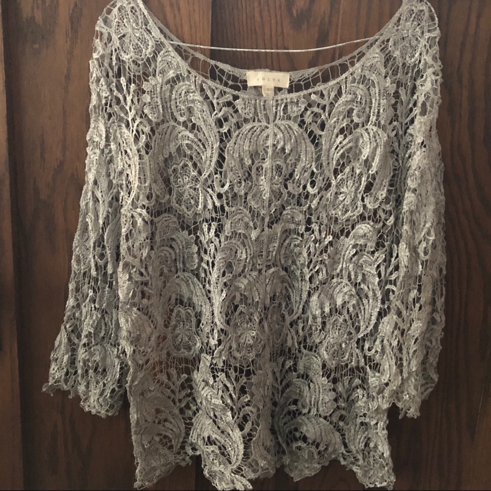 Silvery-gray lace top